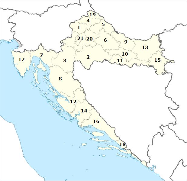 Harta Croatia pe regiuni